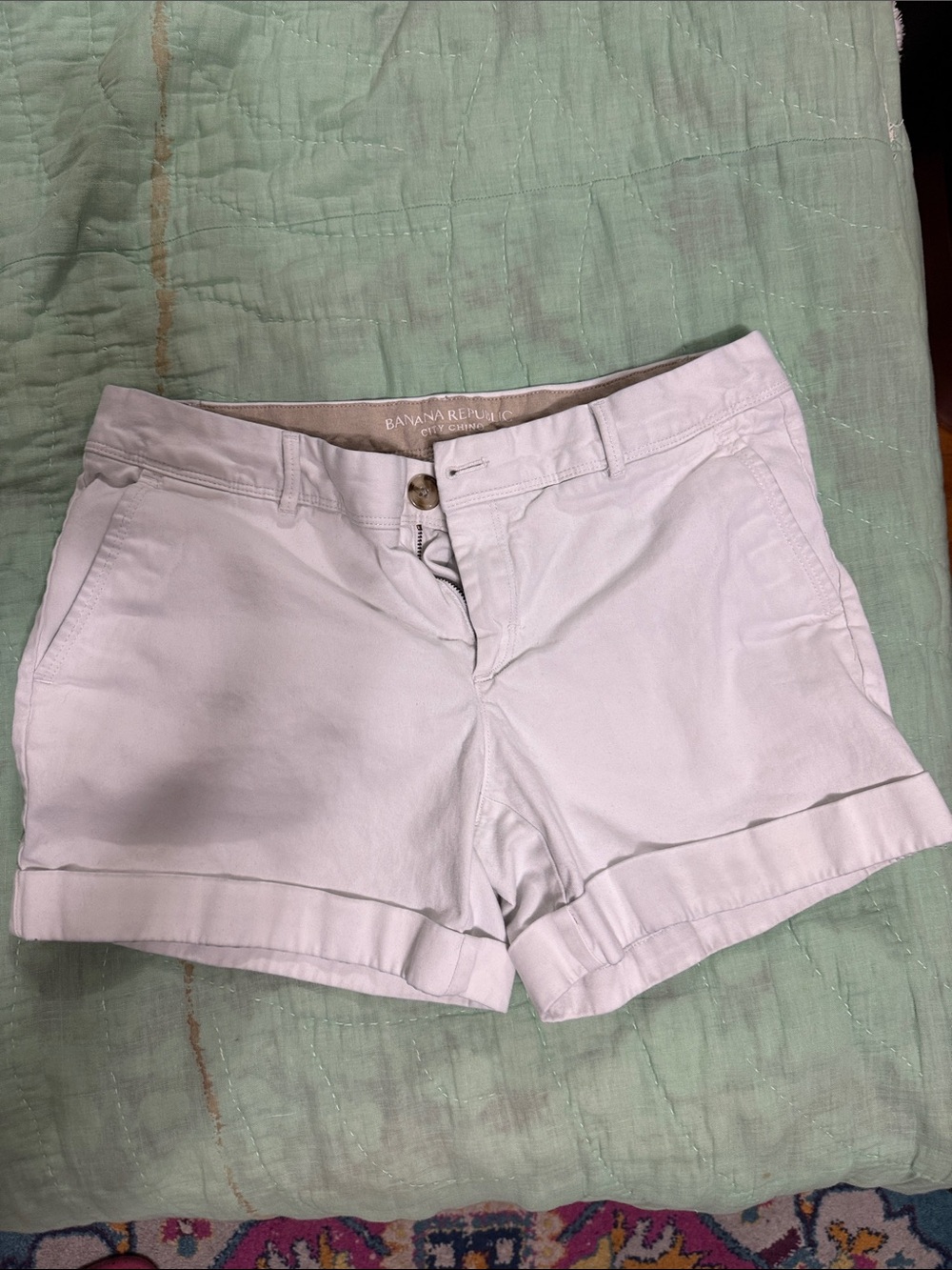 Banana Republic Light White Cotton-Blend Bermuda Shorts